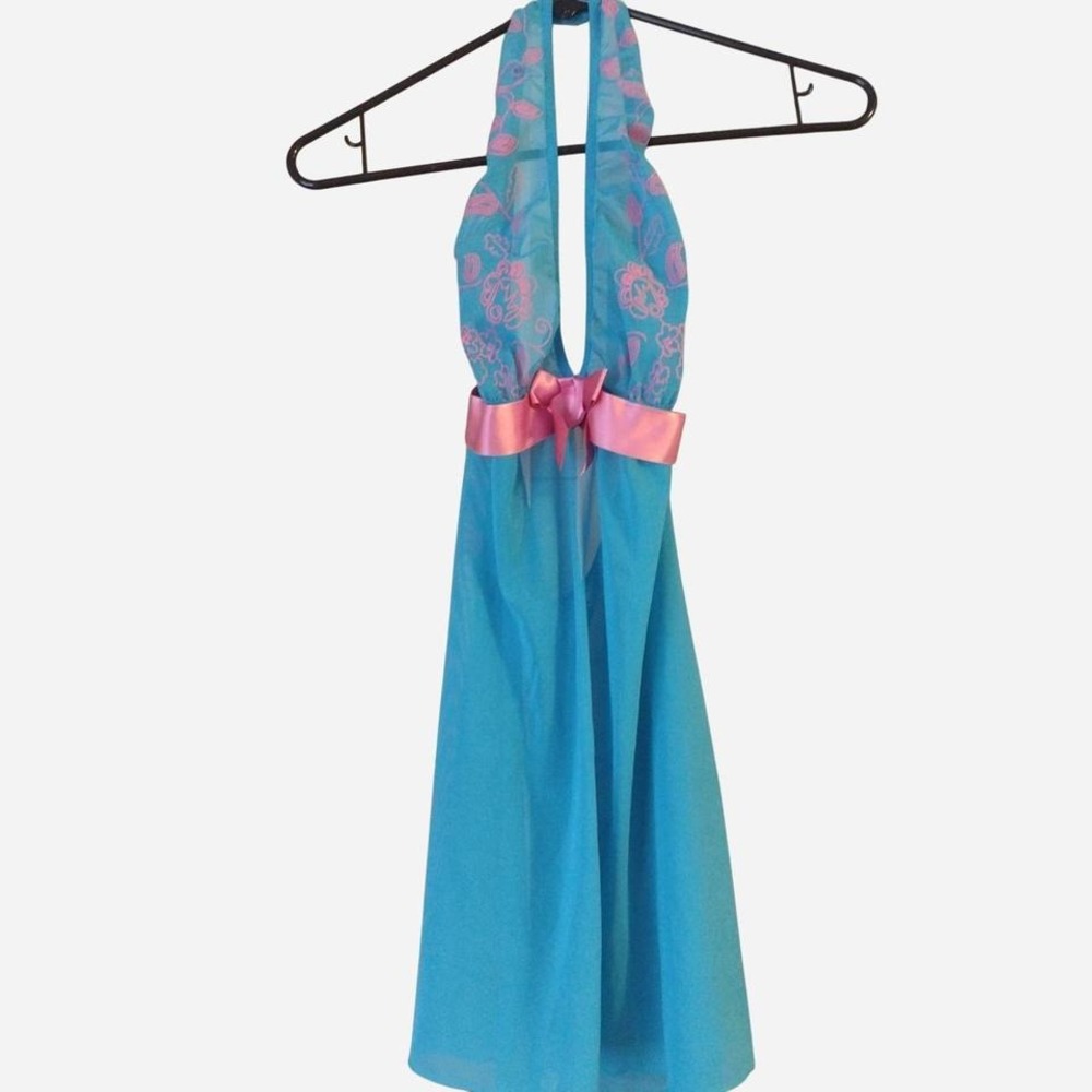 XL babydoll lingerie lace halter dress with bow